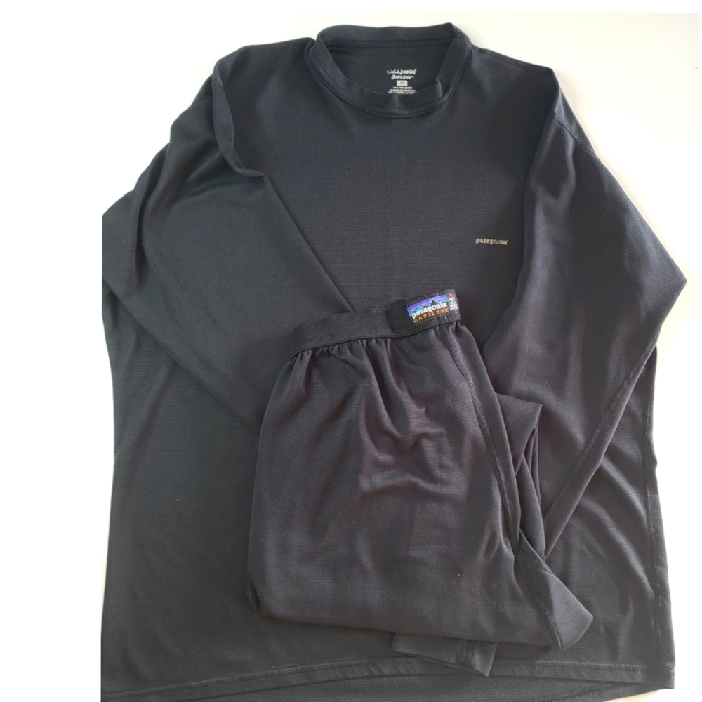 Patagonia capilene Men's Midweight Crew and Baselayer Bottom  Size M  Black